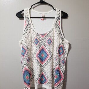 No Boundaries Tank Top Women XXL (19) Boho Cottagecore Floral Lace Festival Y2K